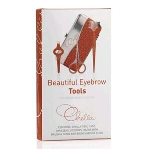 Chella Beautiful Eyebrow Tools In Case Tweezers Scissors Razors New‎ in Box